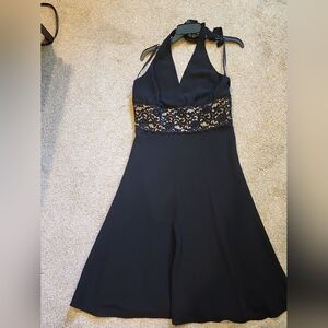 Jones New York LBD Halter Black Dress Beaded Accents sz 12